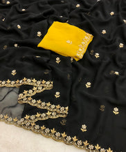Load image into Gallery viewer, New Partywear Soft Georgette Embroidery n Cutwork Fancy Designer Saree With Blouse
