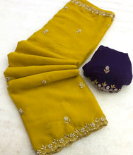 Load image into Gallery viewer, New Partywear Soft Georgette Embroidery n Cutwork Fancy Designer Saree With Blouse
