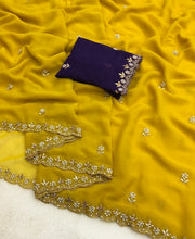 Load image into Gallery viewer, New Partywear Soft Georgette Embroidery n Cutwork Fancy Designer Saree With Blouse
