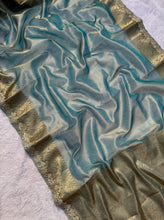 Load image into Gallery viewer, Glossy Wedding Wear Banarasi Tissue Silk Jacquard n Heavy Mirror Lace Work Fancy Saree With Special Occasions
