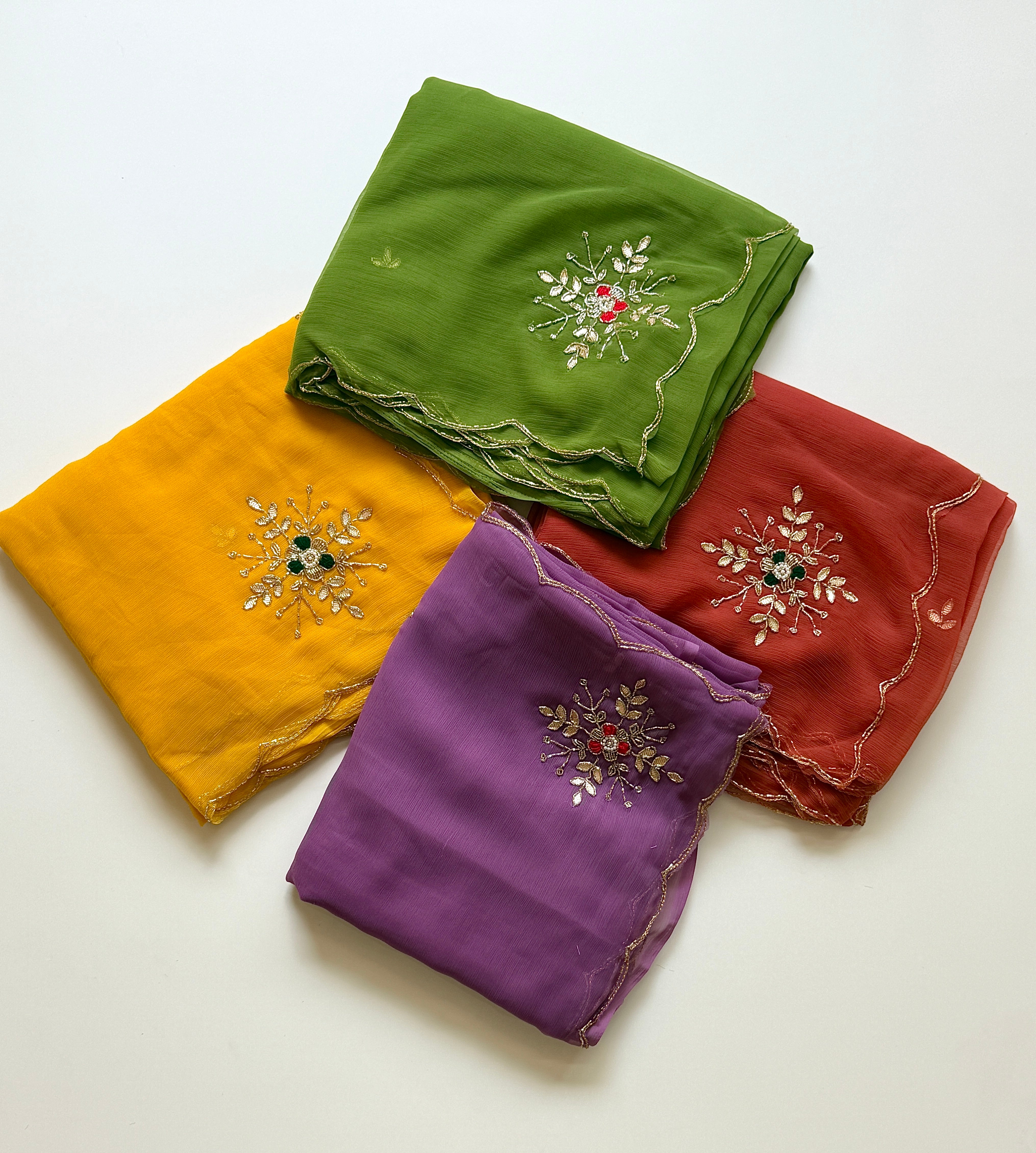Exuberant Function Wear Pure Chiffon Silk Handwork Designer Saree With Matching Blouse Piece