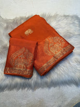 Load image into Gallery viewer, Quintessential Pure Soft Viscose Fabric Golden Zari Jacquard Work Fancy Designer Saree With Blouse
