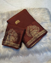 Load image into Gallery viewer, Quintessential Pure Soft Viscose Fabric Golden Zari Jacquard Work Fancy Designer Saree With Blouse
