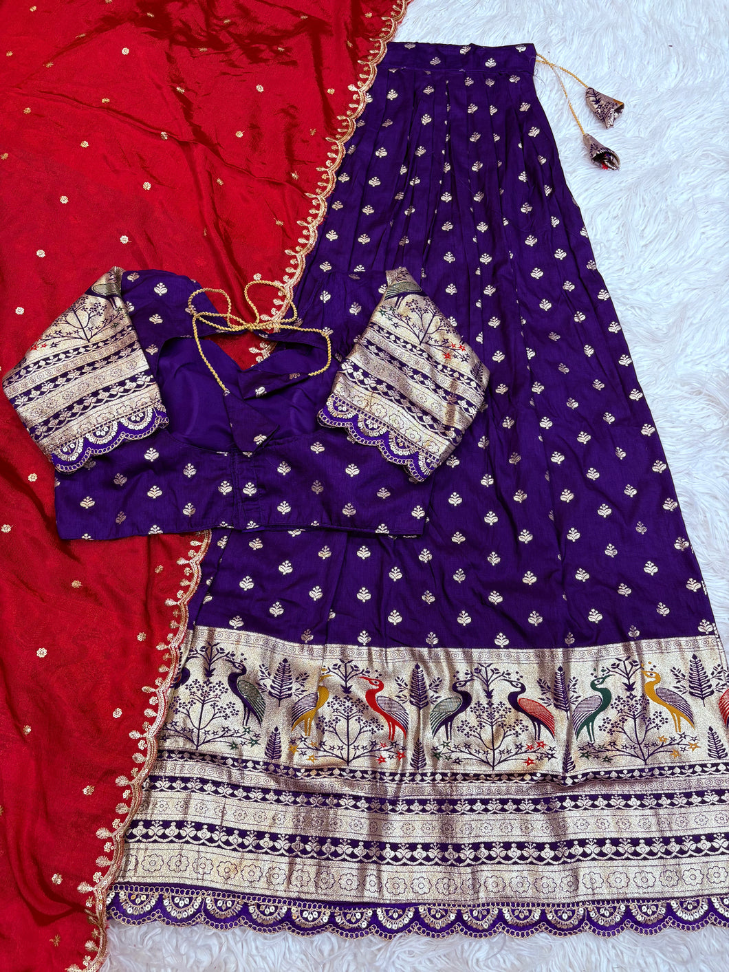 Charming Function Wear Pure Soft Fabric With Jacquard Border Fancy Designer Lehenga Choli With Duppta