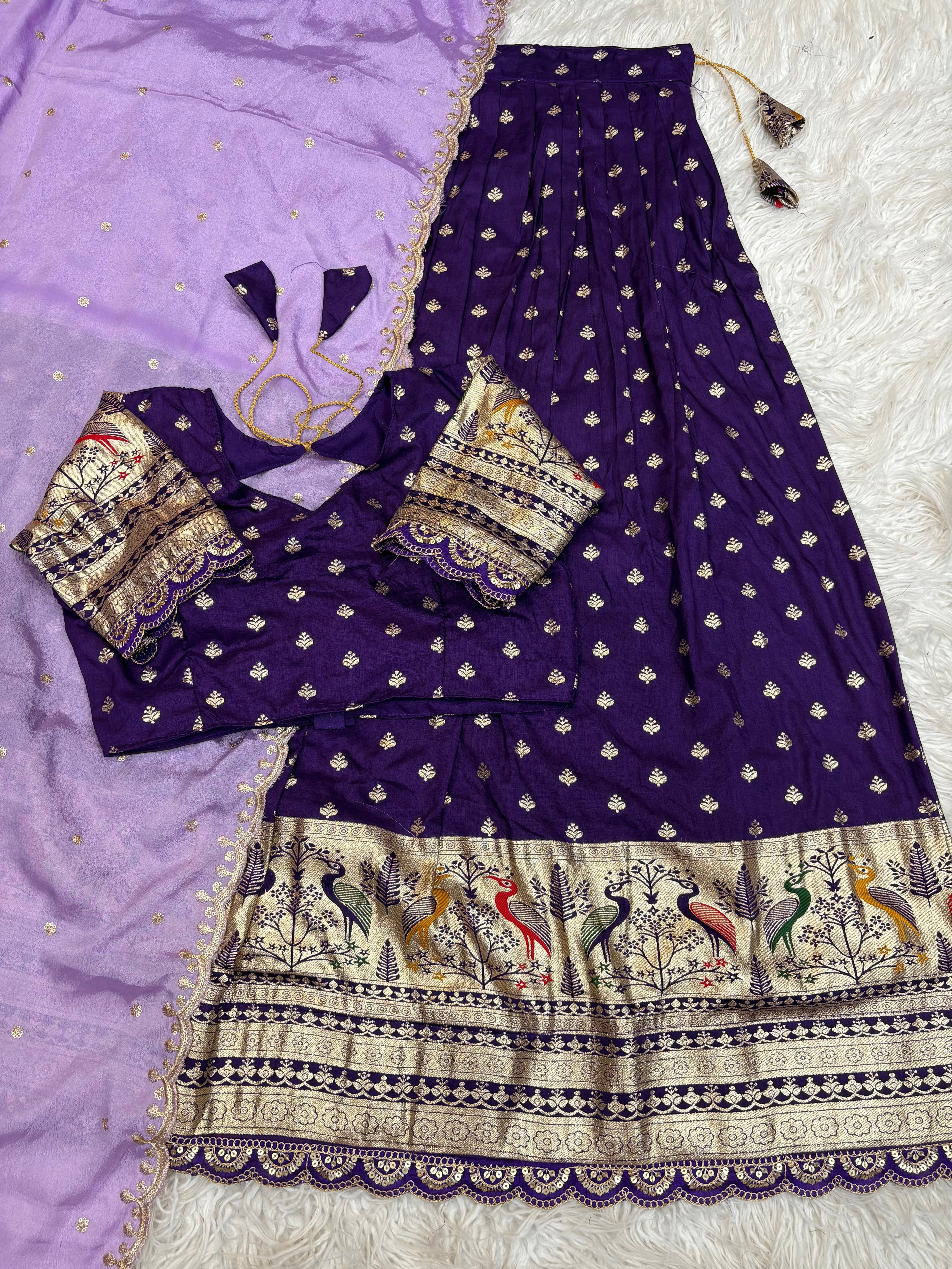 Mellifluous Function Wear Pure Soft Fabric With Jacquard Border Fancy Designer Lehenga Choli With Duppta