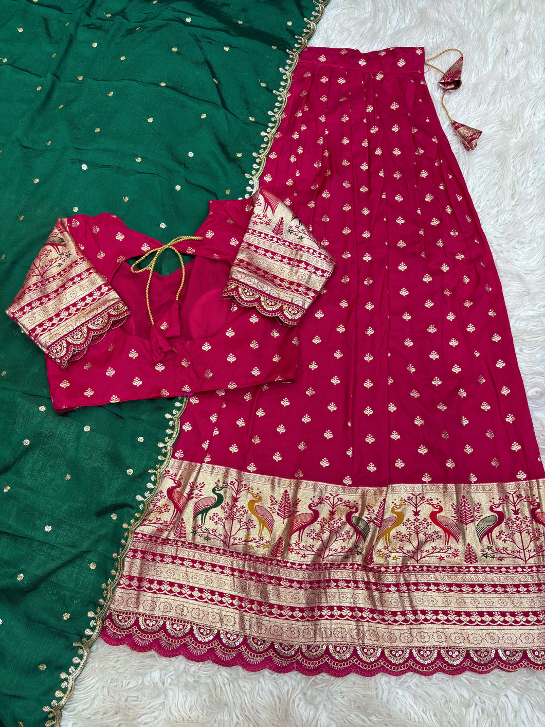 Desirable Function Wear Pure Soft Fabric With Jacquard Border Fancy Designer Lehenga Choli With Duppta