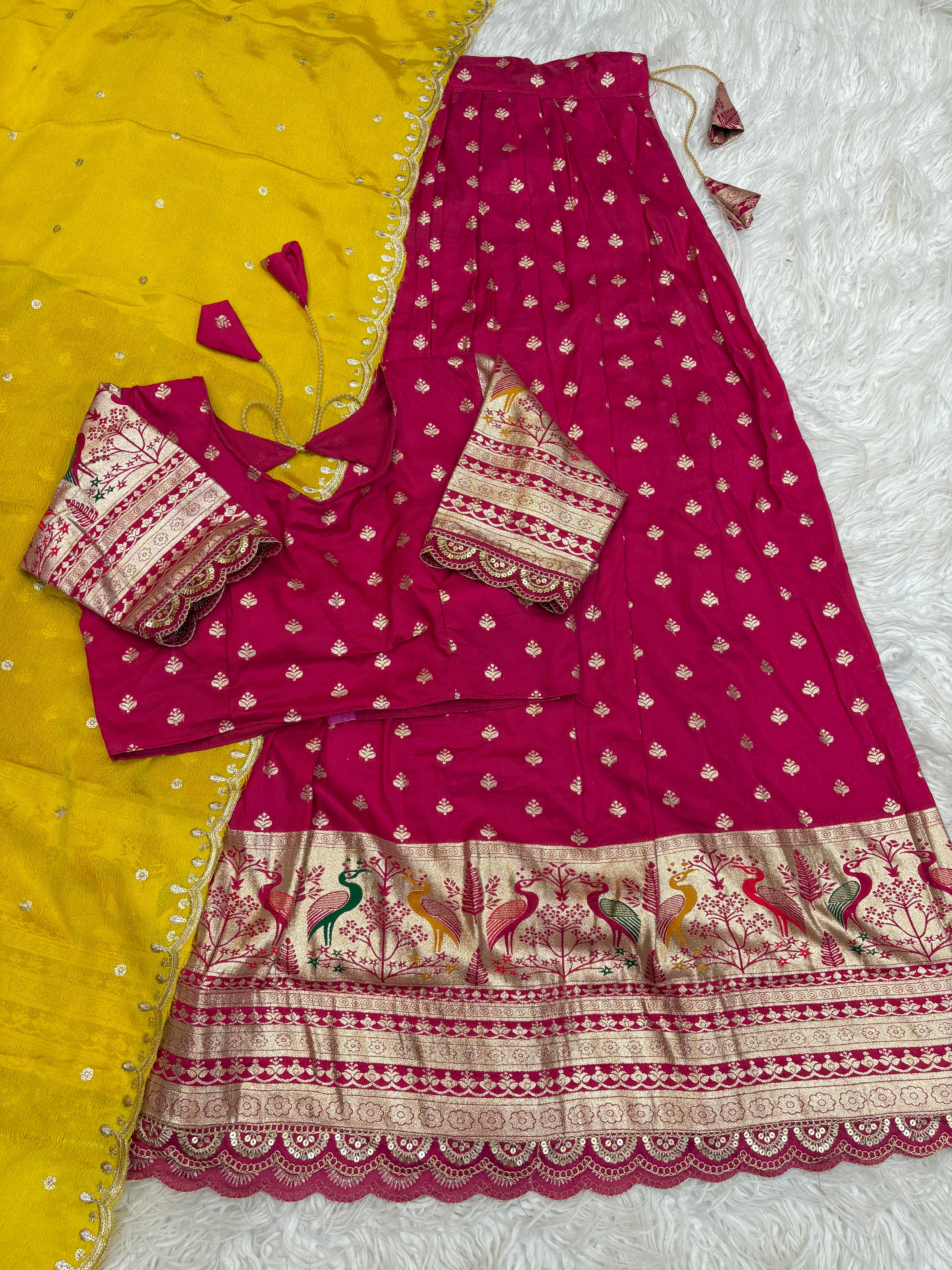 Elegant Function Wear Pure Soft Fabric With Jacquard Border Fancy Designer Lehenga Choli With Duppta