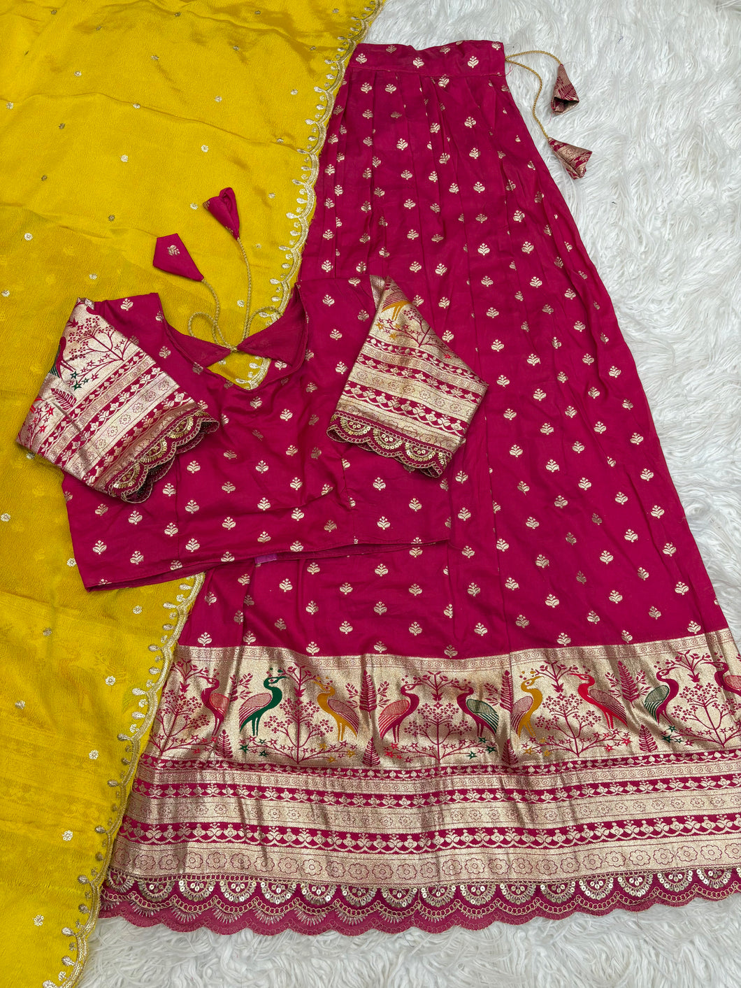Elegant Function Wear Pure Soft Fabric With Jacquard Border Fancy Designer Lehenga Choli With Duppta