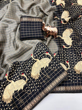 Load image into Gallery viewer, Desiring Festive Wear Pure Soft Tussar Silk Small Chex Golden Zari Border Fancy Saree For Women
