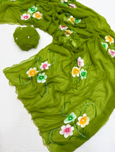 Load image into Gallery viewer, Exuberant Party Wear Pure Chiffon Silk Handbrush Print n Handwork Fancy Designer Saree With Blouse
