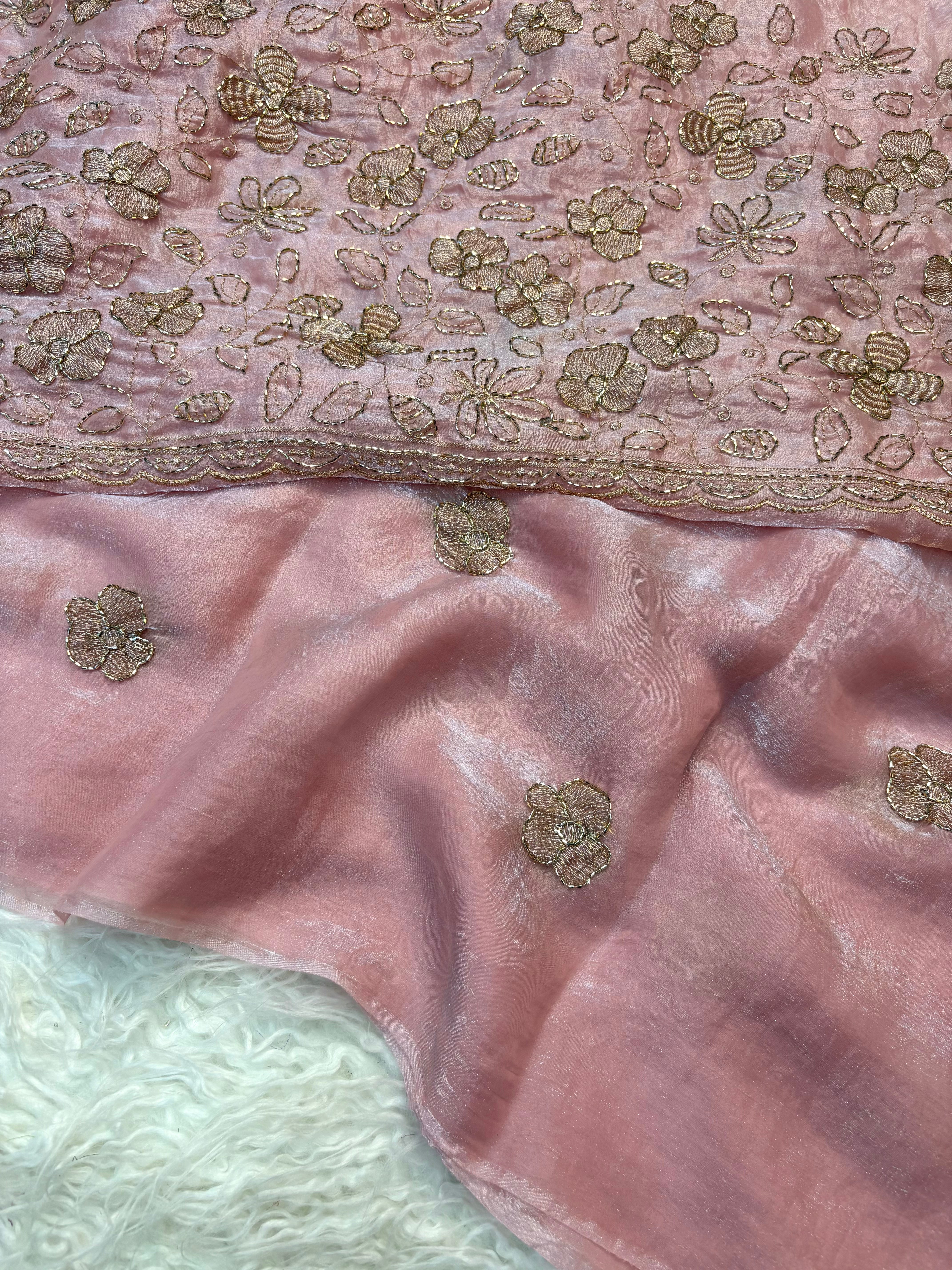 Prettiest Wedding Wear Rangoli Silk Sequence n Beads Work Saree With Conrrast Blouse Piece