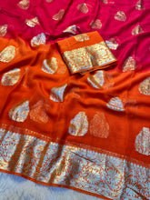 Load image into Gallery viewer, Desiring Function Wear Double Shaded Georgette Jacquard Zari Work Saree With Blouse Piece
