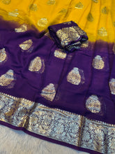 Load image into Gallery viewer, Desiring Function Wear Double Shaded Georgette Jacquard Zari Work Saree With Blouse Piece
