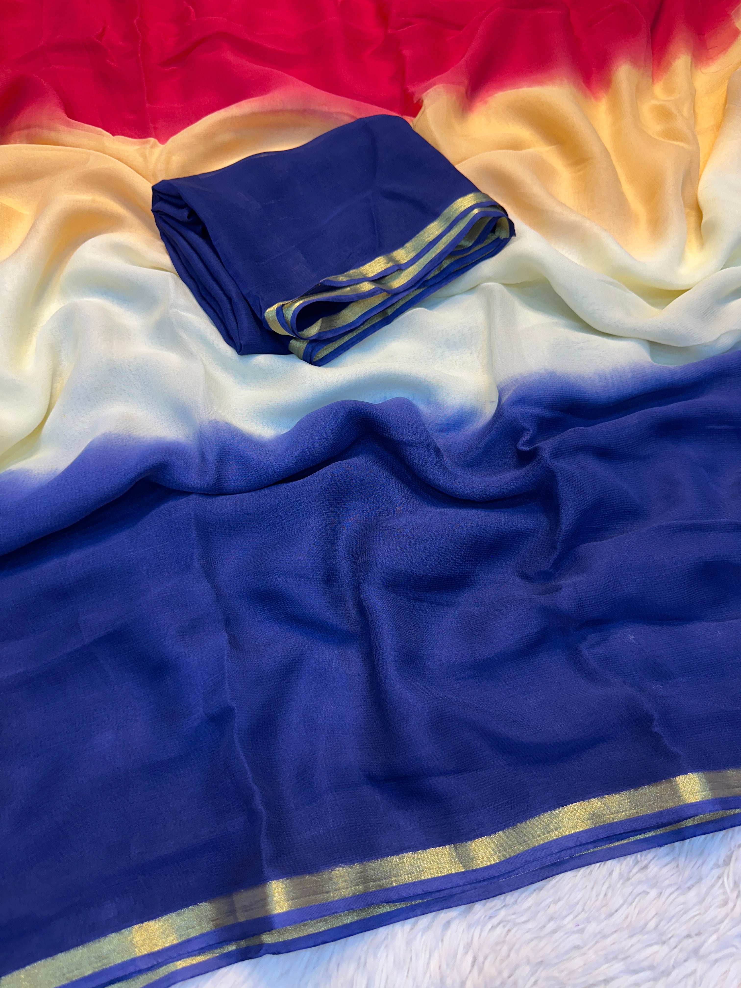 Admirable Festive Wear Viscose Georgette Zari Border Work Fancy Saree For Women