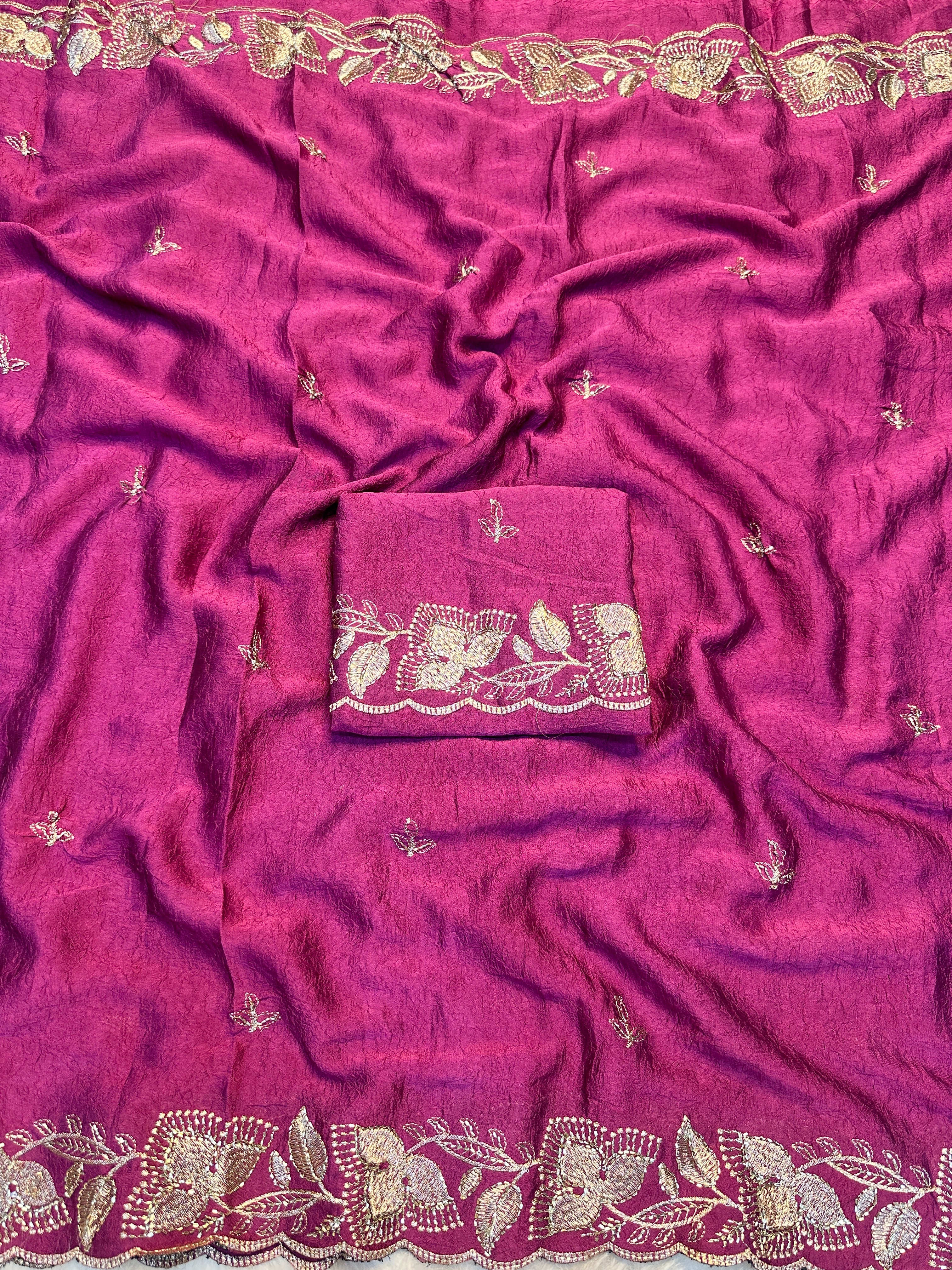 Delightful Festive Wear Soft Rangoli Crush Silk Embriodery n Sequence Work Fancy Saree With Blouse Piece