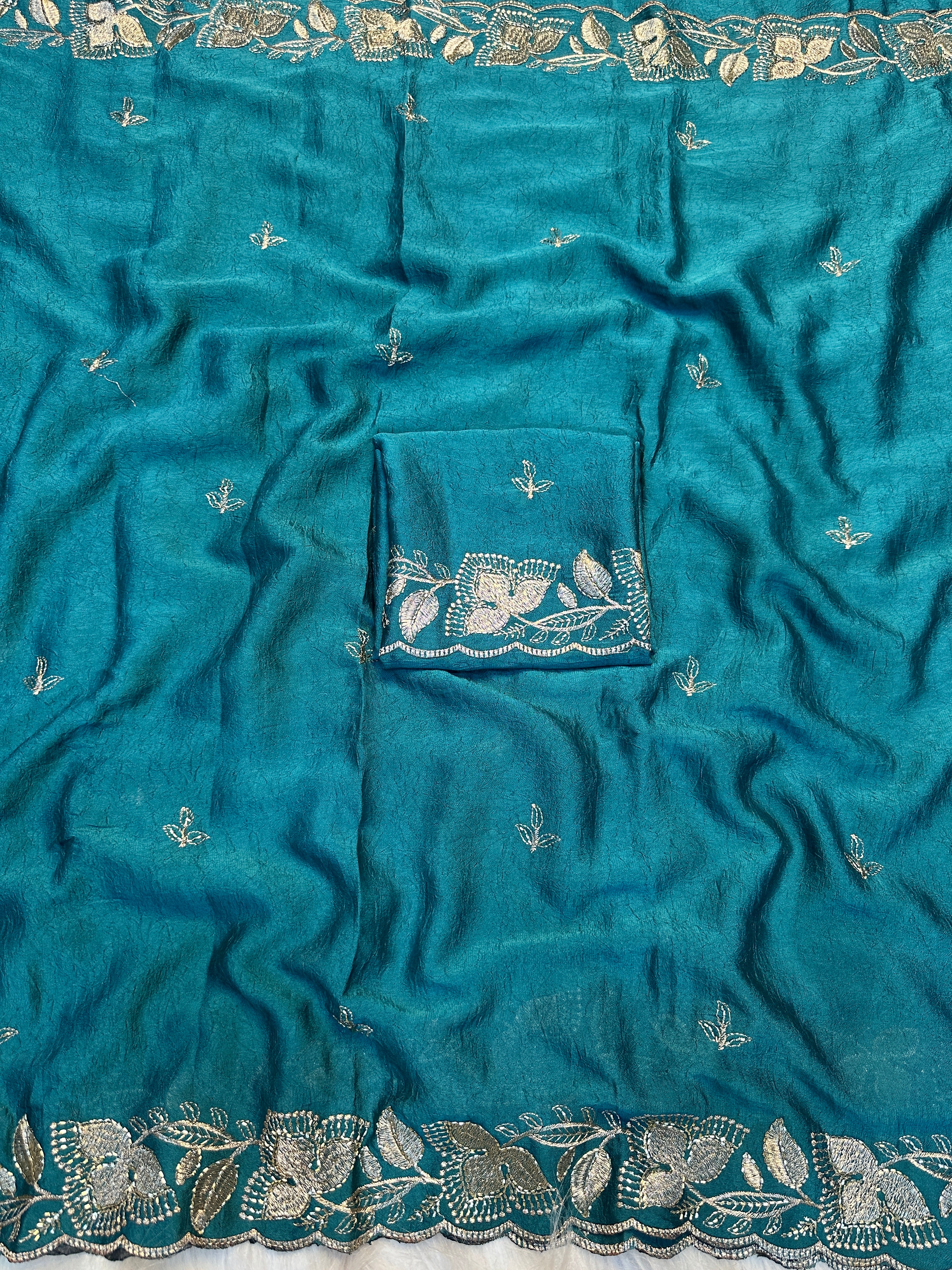 Delightful Festive Wear Soft Rangoli Crush Silk Embriodery n Sequence Work Fancy Saree With Blouse Piece