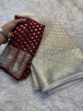 Load image into Gallery viewer, Symmetrical Wedding Wear Viscose Georgette Jacquard Zari Work Fancy Designer Saree
