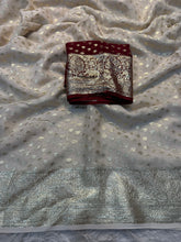 Load image into Gallery viewer, Symmetrical Wedding Wear Viscose Georgette Jacquard Zari Work Fancy Designer Saree
