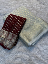Load image into Gallery viewer, Symmetrical Wedding Wear Viscose Georgette Jacquard Zari Work Fancy Designer Saree
