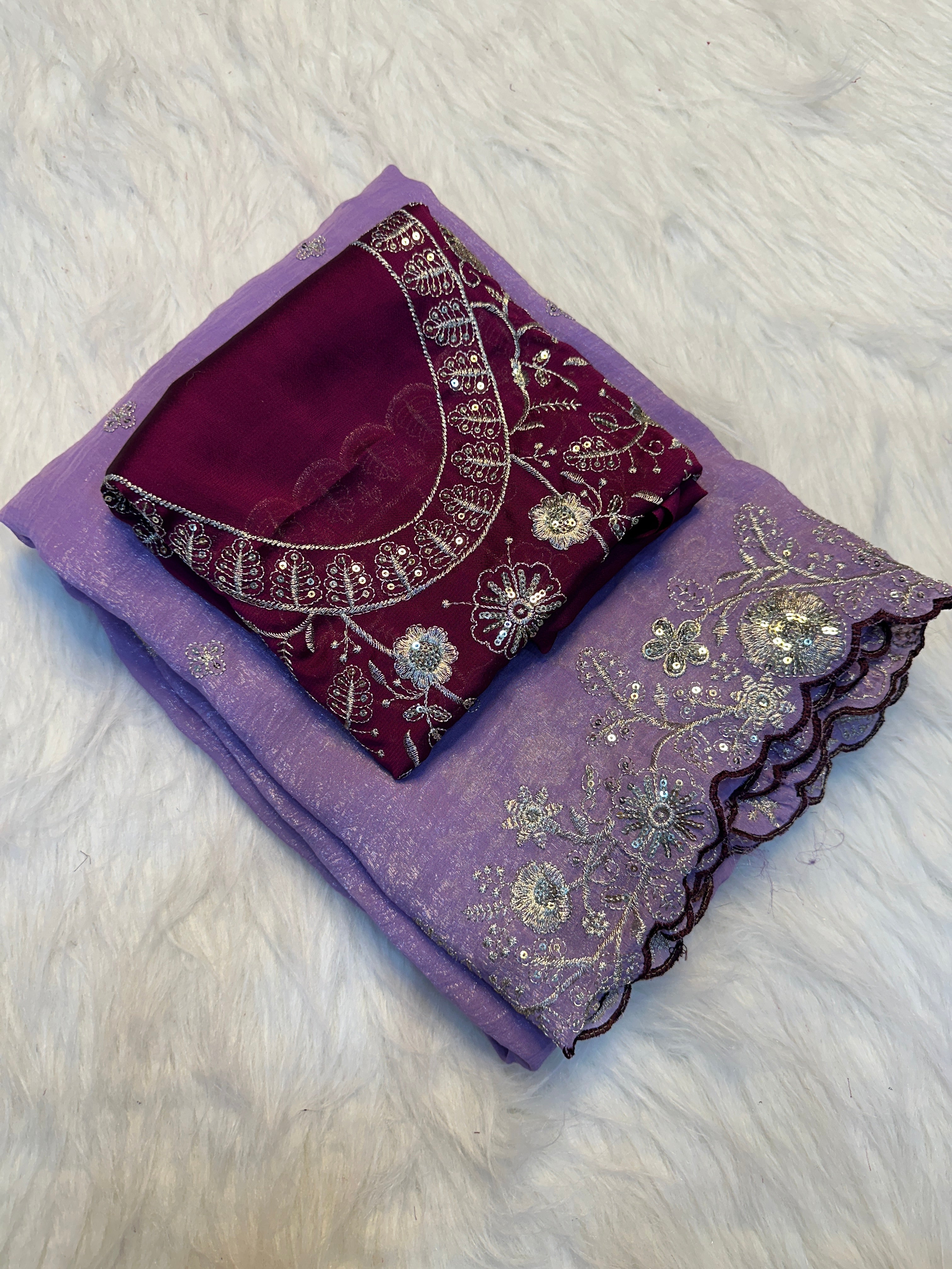 Gratifying Party Wear Crush Silk Sequence Work Fancy Saree With Blissful Blouse Piece
