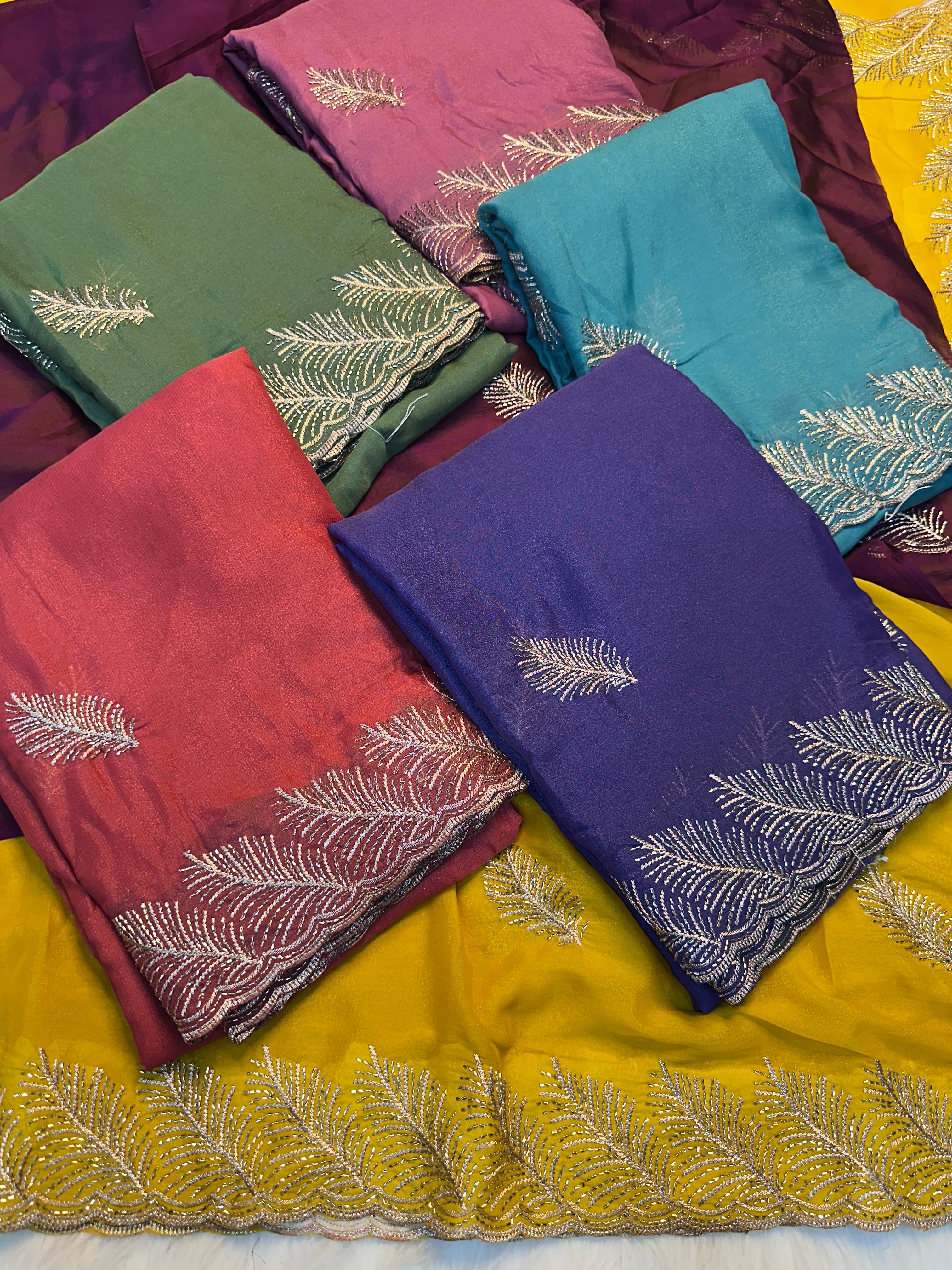 Fantabulous Festive Wear Georgette Sequence Work Fancy Saree With Contrast Blouse Piece