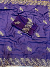Load image into Gallery viewer, Fantabulous Festive Wear Georgette Sequence Work Fancy Saree With Contrast Blouse Piece
