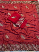 Load image into Gallery viewer, Fantabulous Festive Wear Georgette Sequence Work Fancy Saree With Contrast Blouse Piece
