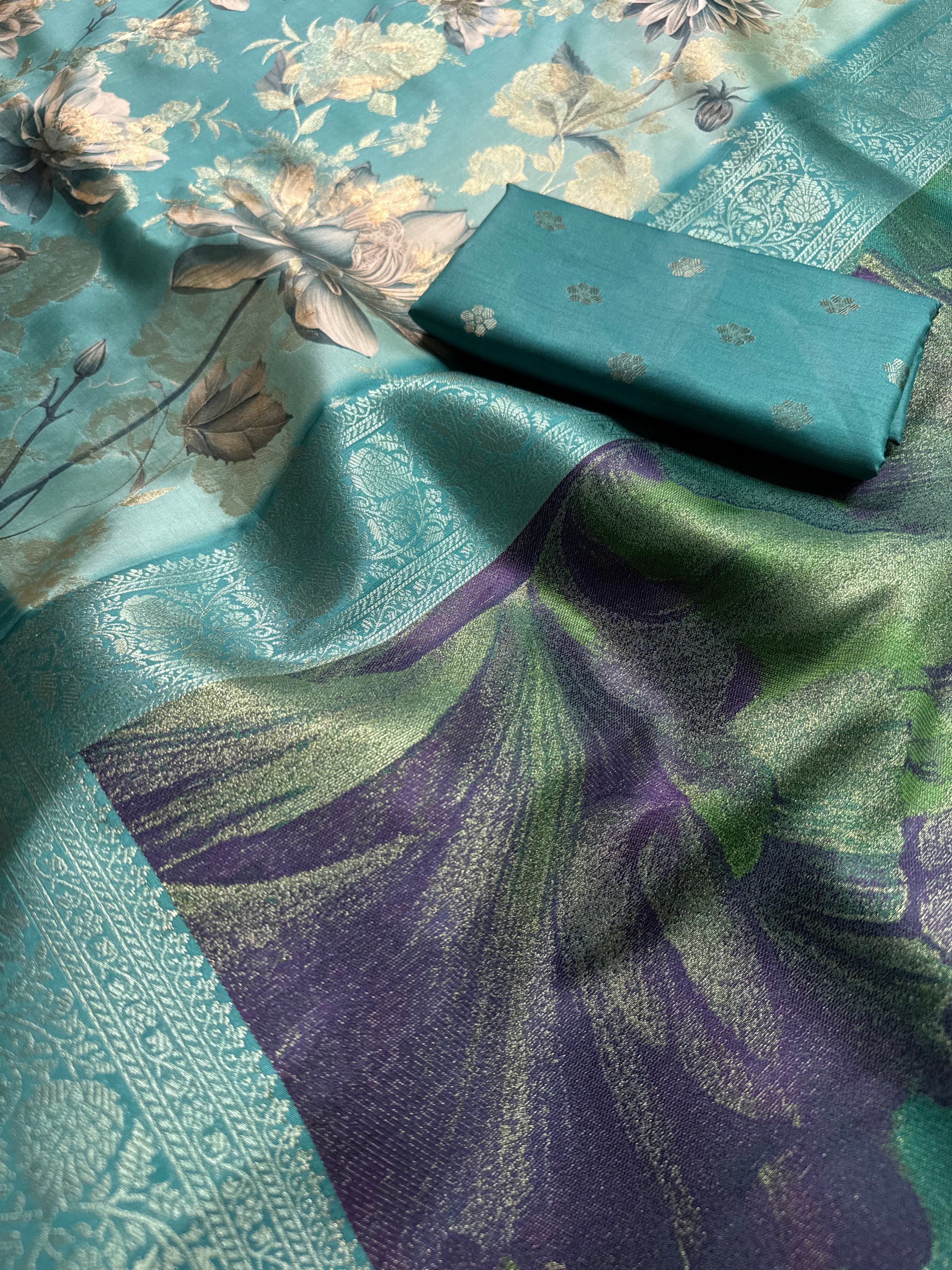 Glamorous Festive Wear Banarasi Satin Silk Jacquard Zari Border Fancy Designer Saree With Blouse Piece