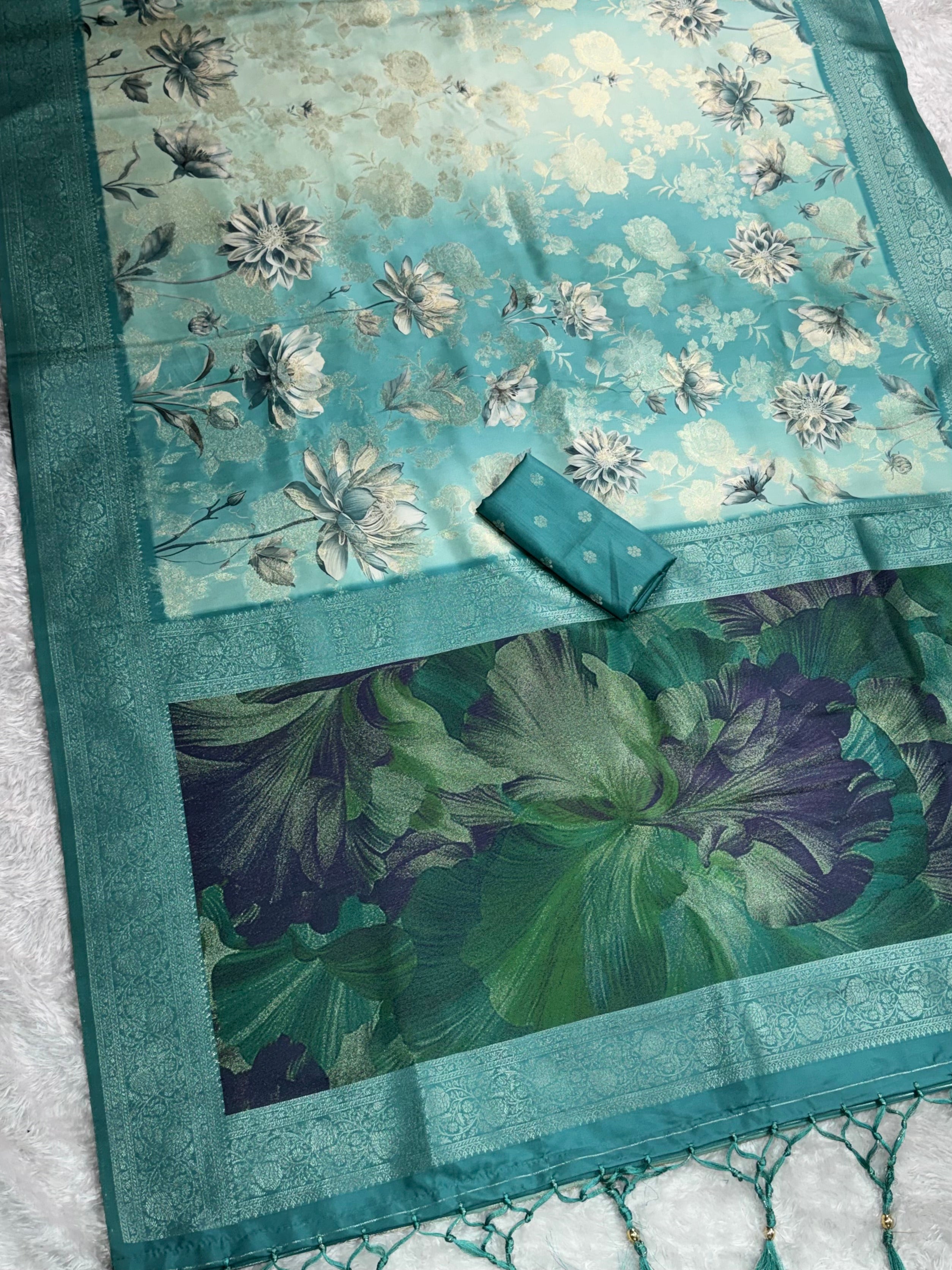 Glamorous Festive Wear Banarasi Satin Silk Jacquard Zari Border Fancy Designer Saree With Blouse Piece