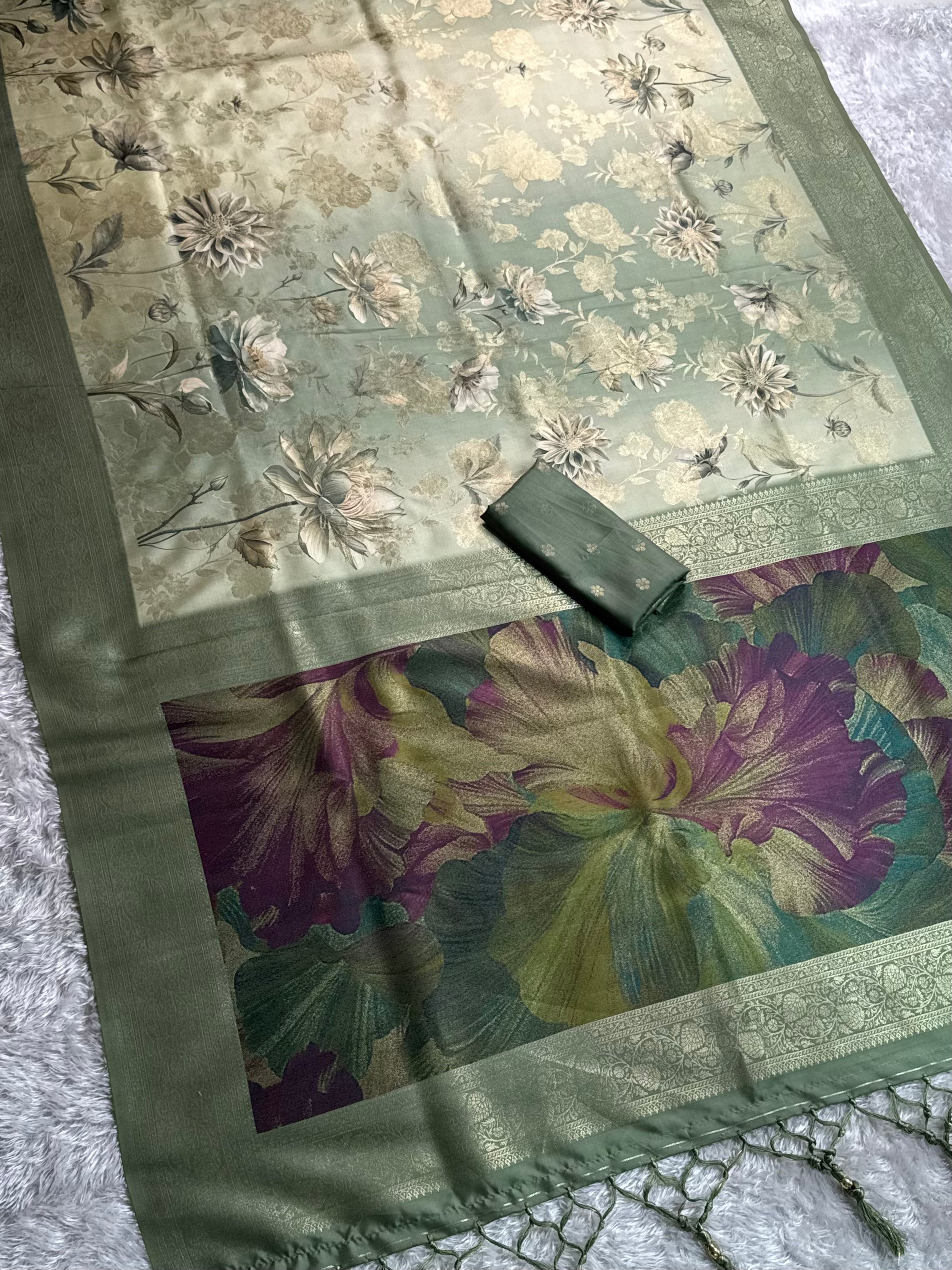 Glamorous Festive Wear Banarasi Satin Silk Jacquard Zari Border Fancy Designer Saree With Blouse Piece