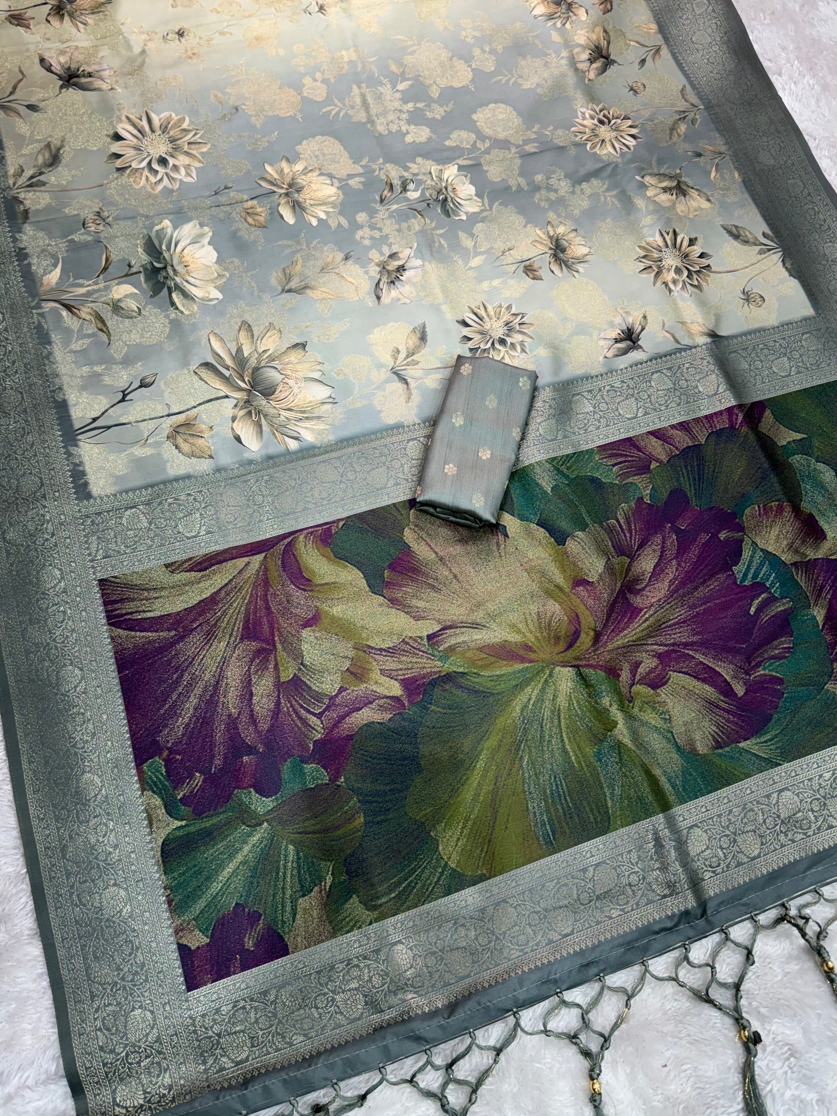 Glamorous Festive Wear Banarasi Satin Silk Jacquard Zari Border Fancy Designer Saree With Blouse Piece