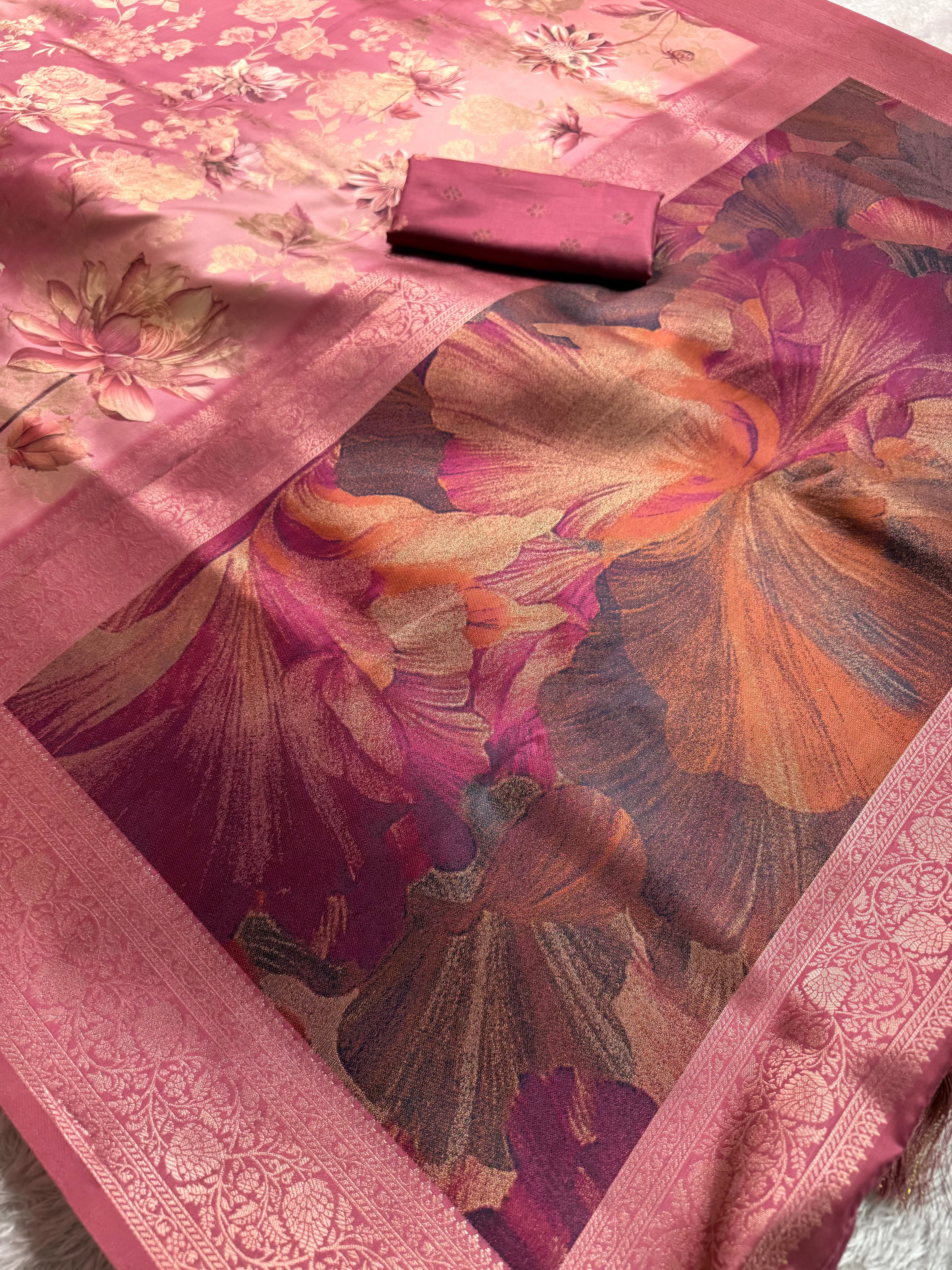 Glamorous Festive Wear Banarasi Satin Silk Jacquard Zari Border Fancy Designer Saree With Blouse Piece