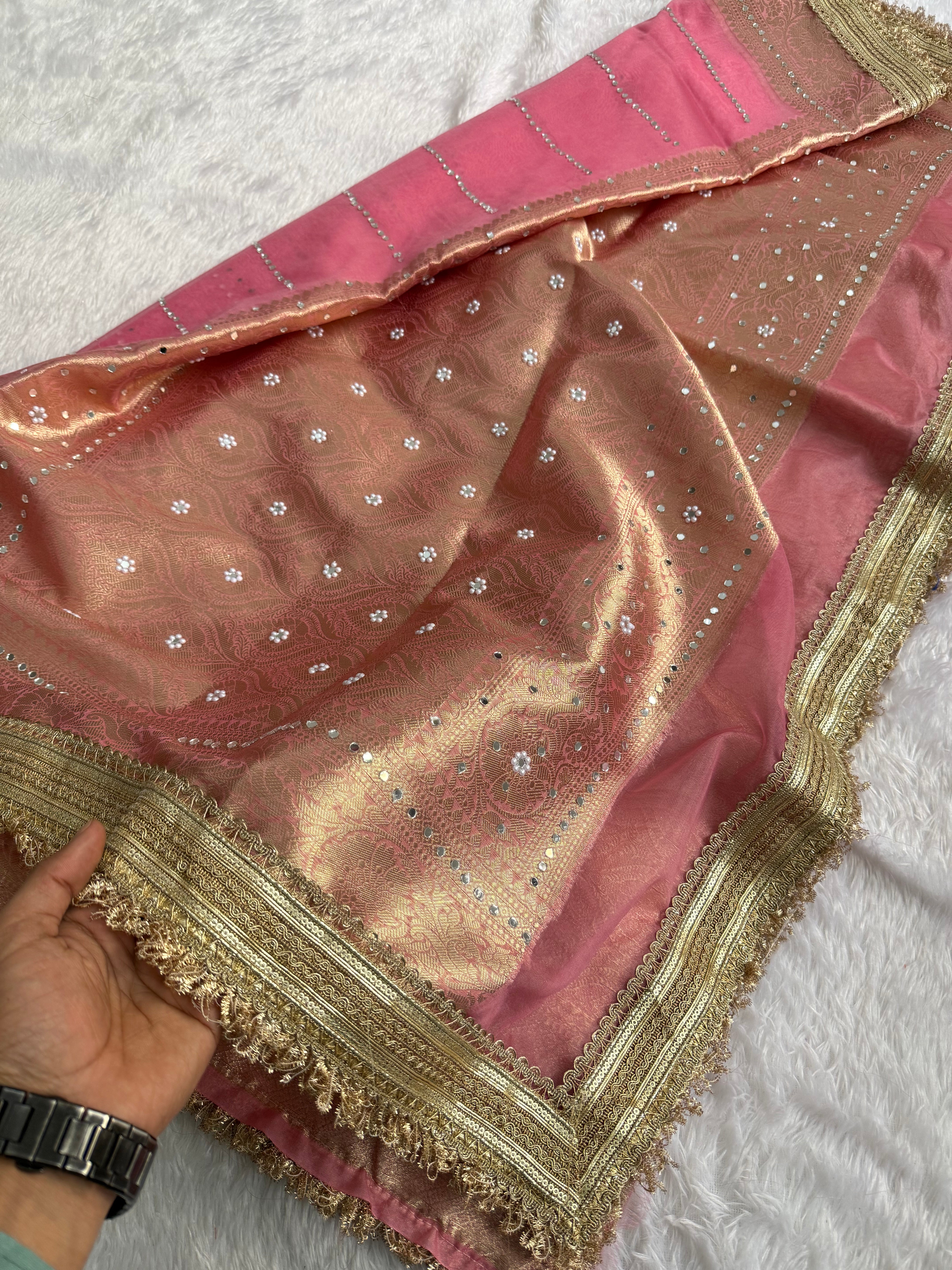 Gorgeous Wedding Wear Banarasi Organza Silk Jacquard n Heavy Lace Work Fancy Designer Saree