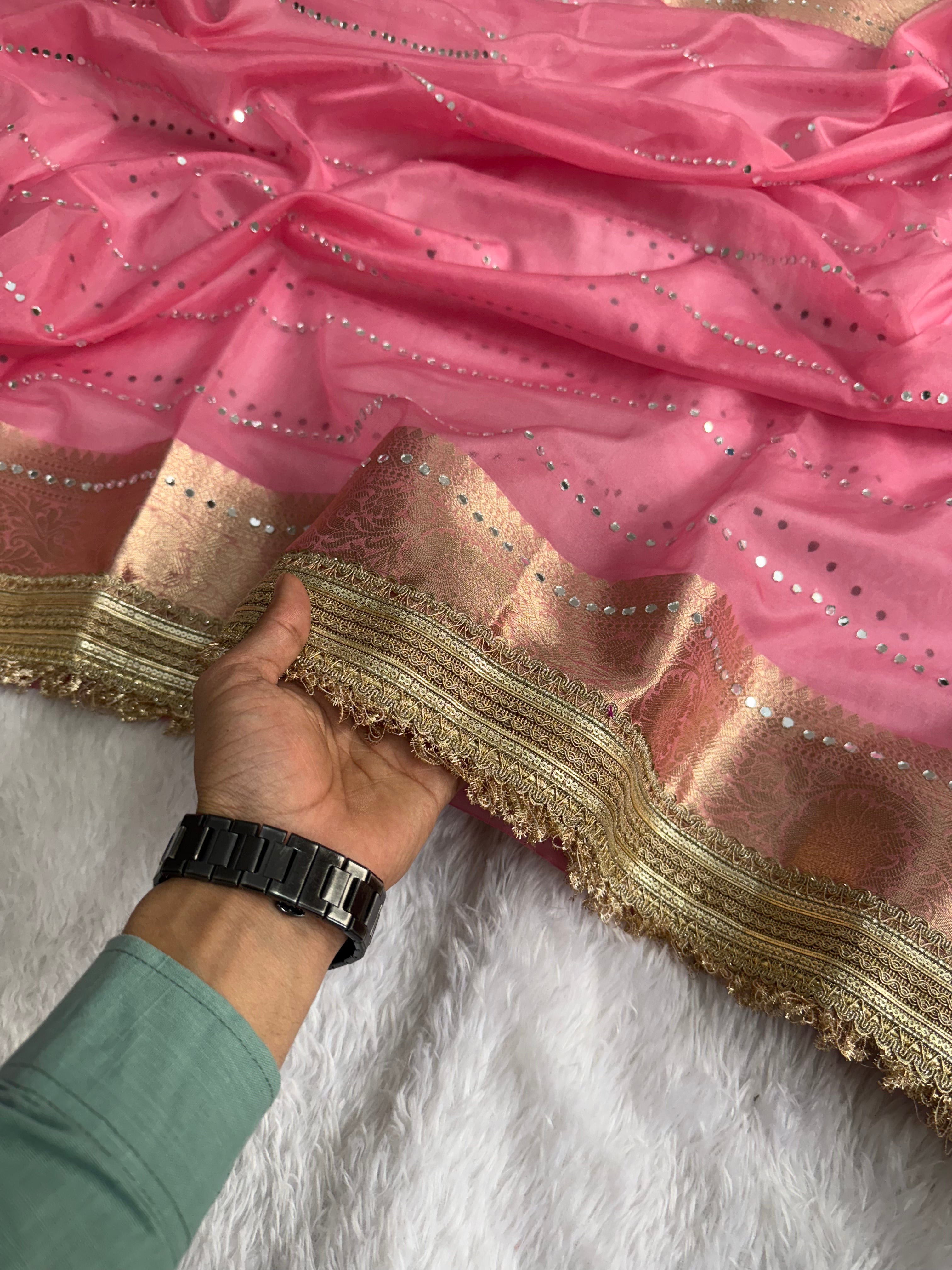Gorgeous Wedding Wear Banarasi Organza Silk Jacquard n Heavy Lace Work Fancy Designer Saree