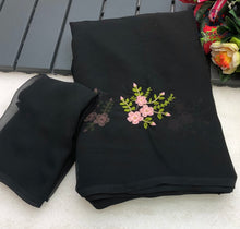 Load image into Gallery viewer, Latest Partywear Georgette Floral Embroidery n Tussle Work Fancy Designer Saree With Blouse
