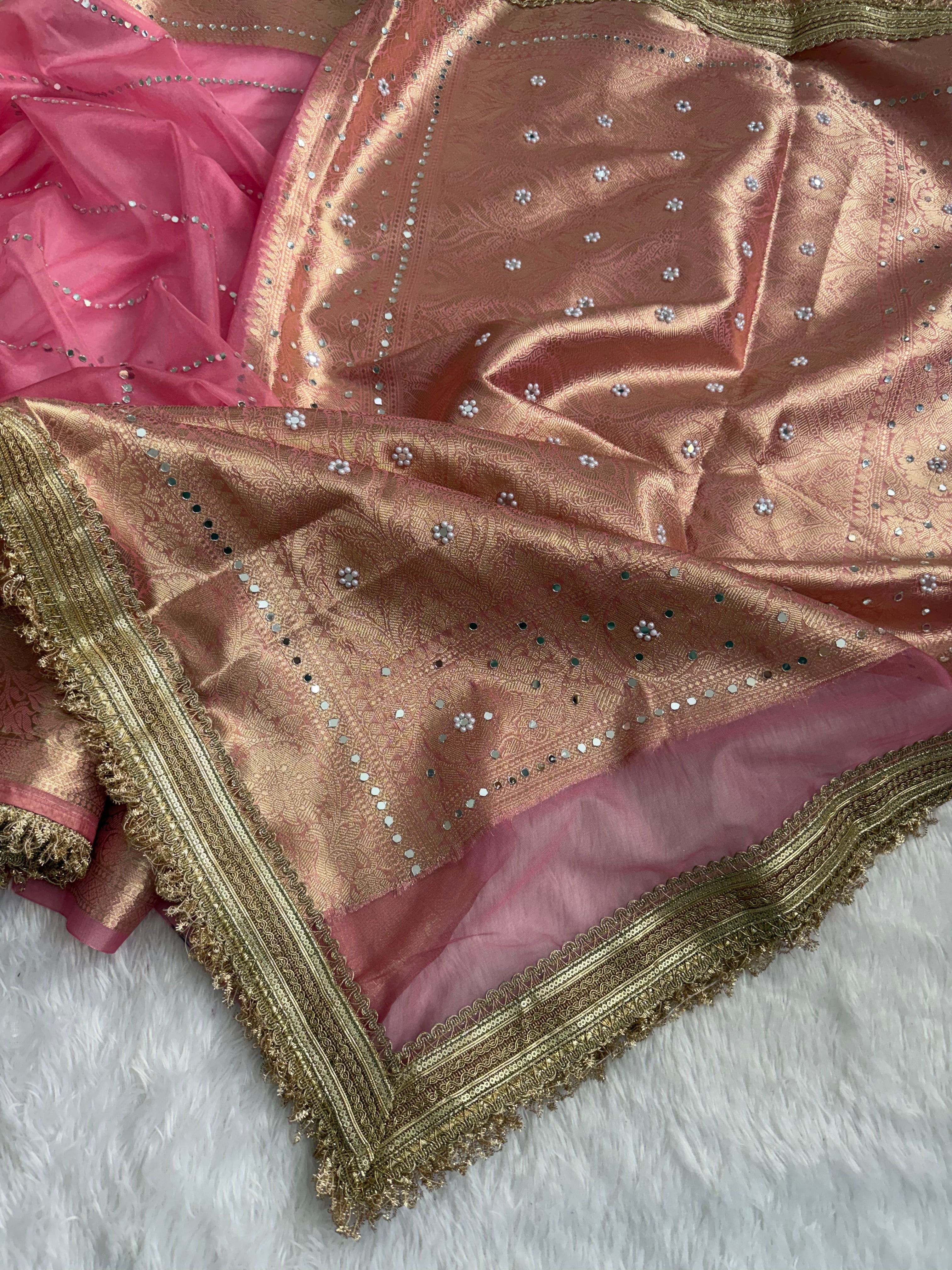 Gorgeous Wedding Wear Banarasi Organza Silk Jacquard n Heavy Lace Work Fancy Designer Saree