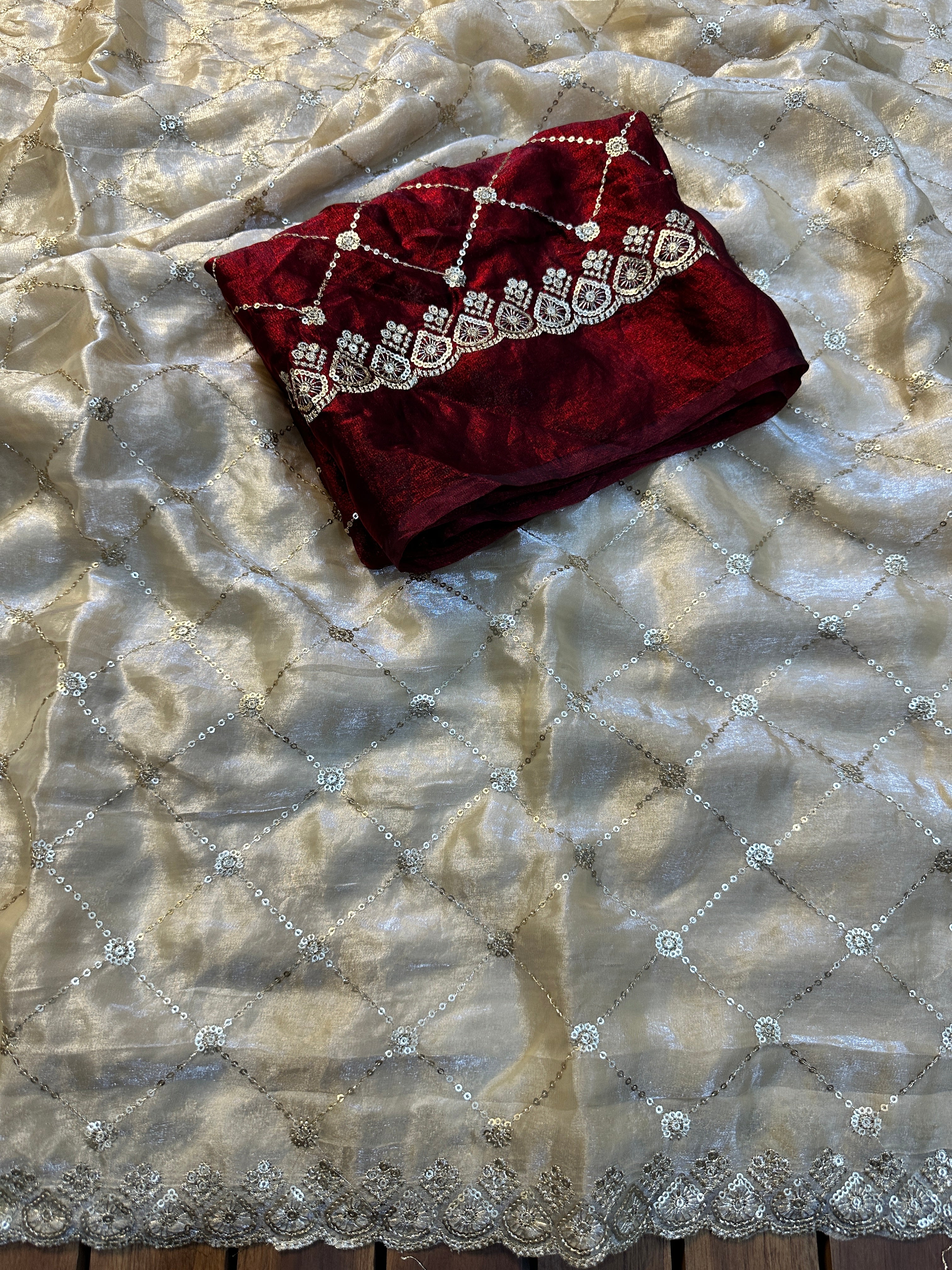 Elegant Festive Wear Silk Sequence Work Fancy Designer Saree With Contrast Blouse Piece