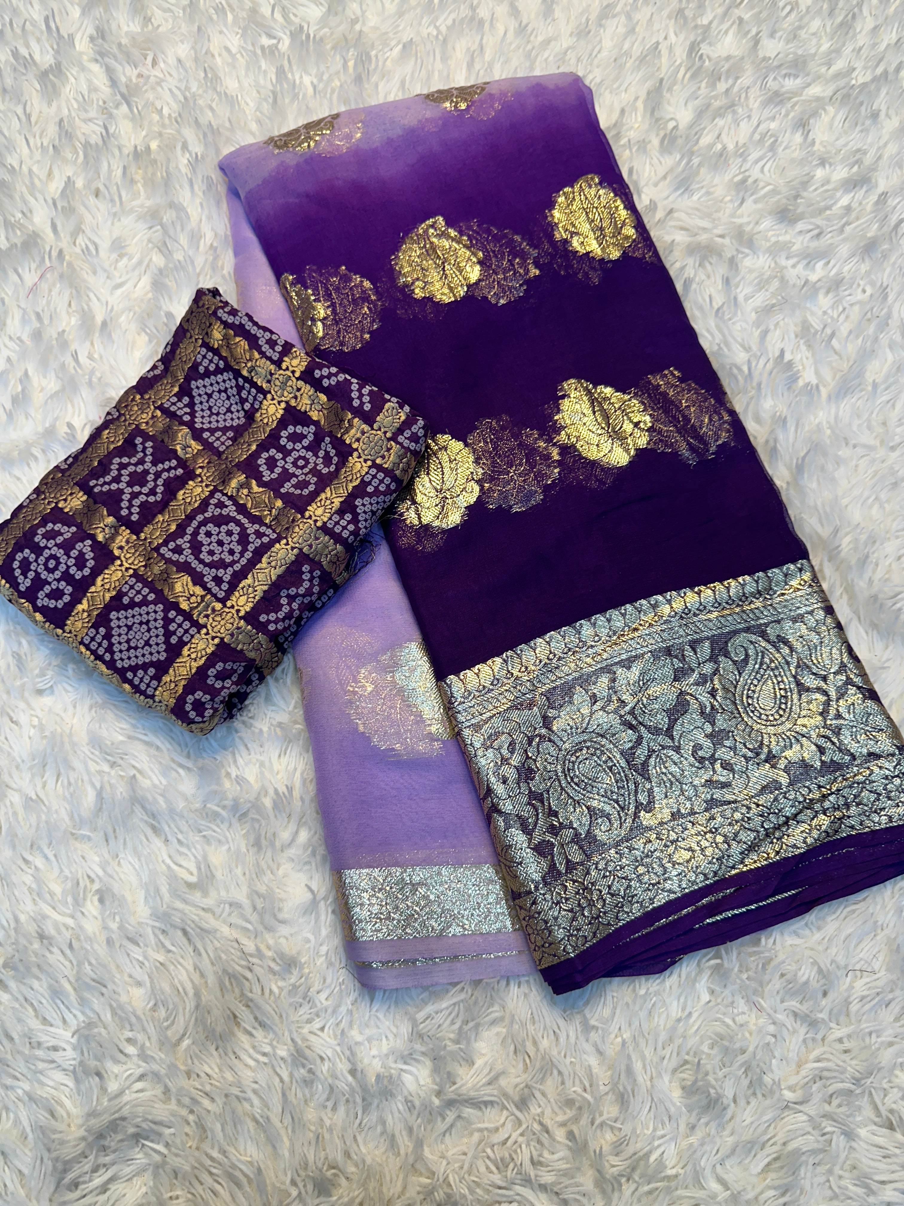 Gratifying Festive Wear Viscose Georgette Jari Work Fancy Saree With Blissful Blouse Piece