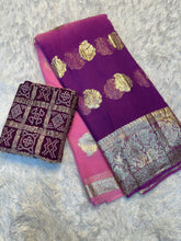 Load image into Gallery viewer, Gratifying Festive Wear Viscose Georgette Jari Work Fancy Saree With Blissful Blouse Piece
