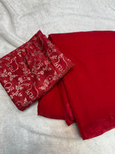 Load image into Gallery viewer, Sempiternal Red Soft Silk Fancy Designer Partywear Saree With Comely Jacquard Weaving Blouse Piece
