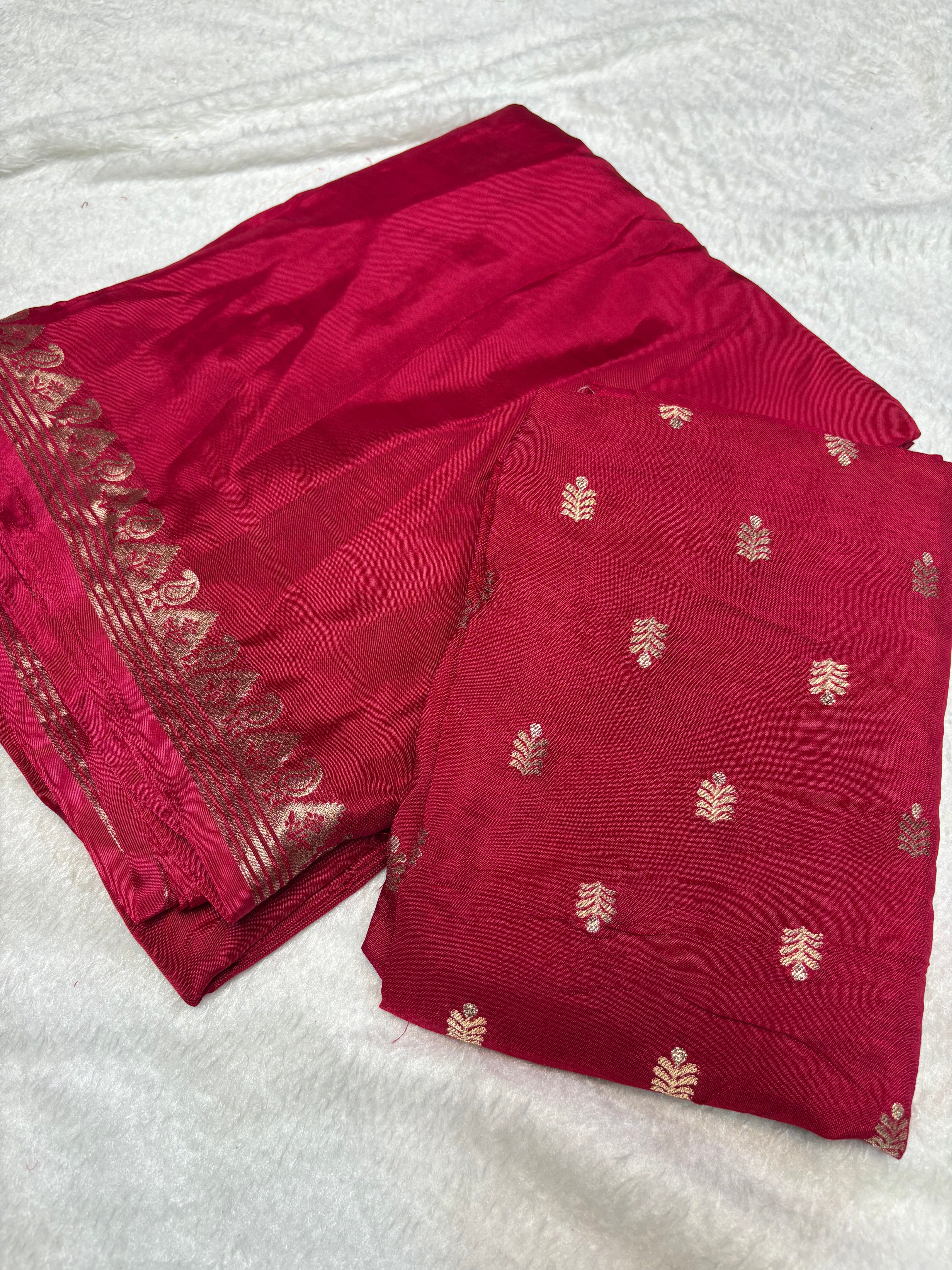 Glamorous Function Wear Rani Colour Mysore Pure Crape Silk Design Border Fancy Designer Saree For Wedding