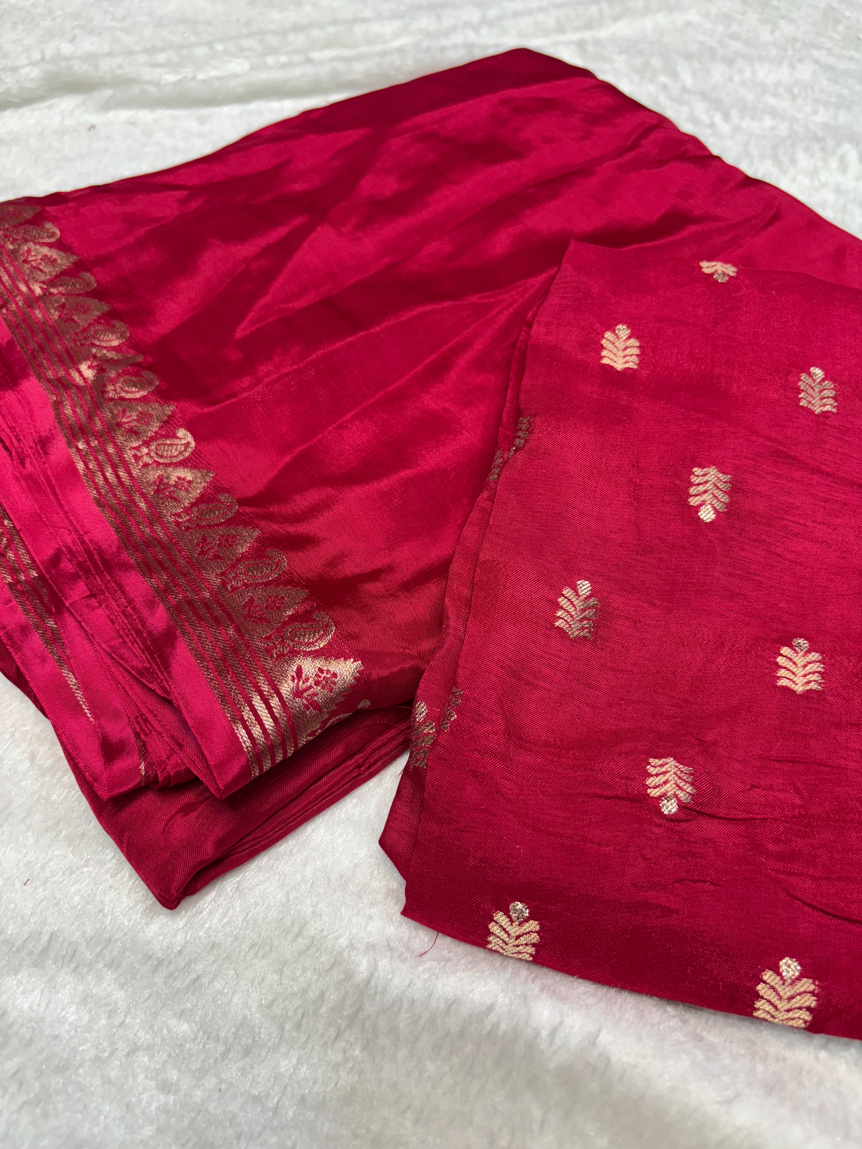 Glamorous Function Wear Rani Colour Mysore Pure Crape Silk Design Border Fancy Designer Saree For Wedding