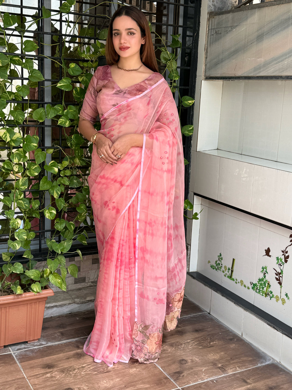 Charming Party Wear Pure Soft Tissue Silk Print Designer Saree With Elegant Blouse Piece