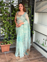 Load image into Gallery viewer, Charming Party Wear Pure Soft Tissue Silk Print Designer Saree With Elegant Blouse Piece
