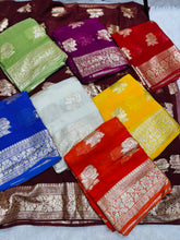 Load image into Gallery viewer, Gorgeous Function Wear Viscose Georgette Jacquard Zari Work Saree With Blouse Piece
