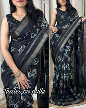 Load image into Gallery viewer, New Soft Cotton Kalamkari Print With Sequence n Zari With Tussles Work Fancy Designer Saree
