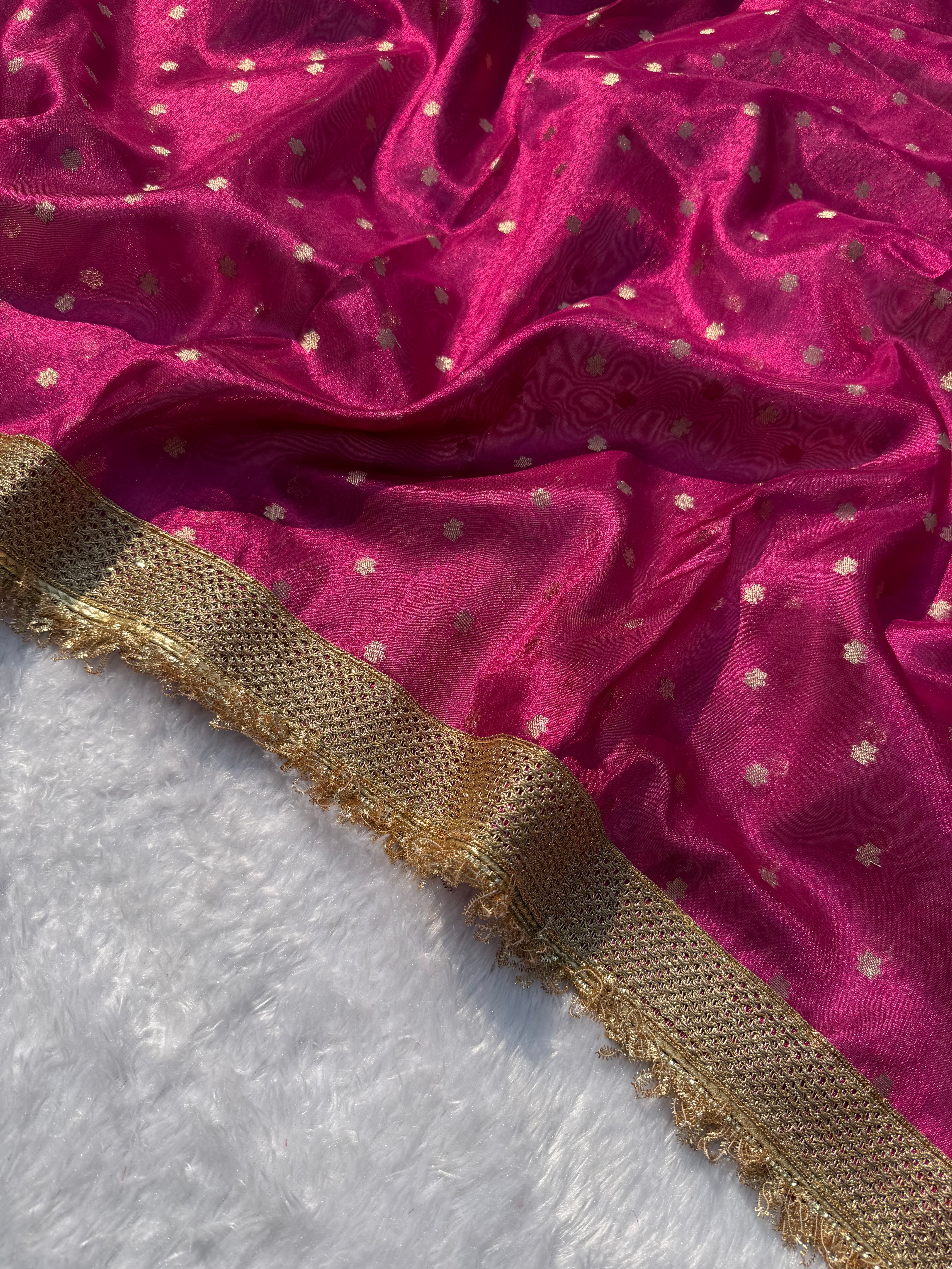 Alverina Function Wear Banarasi Tissue Silk Jaquard Zari Butti n Heavy lace Work Fancy Designer Saree For Women