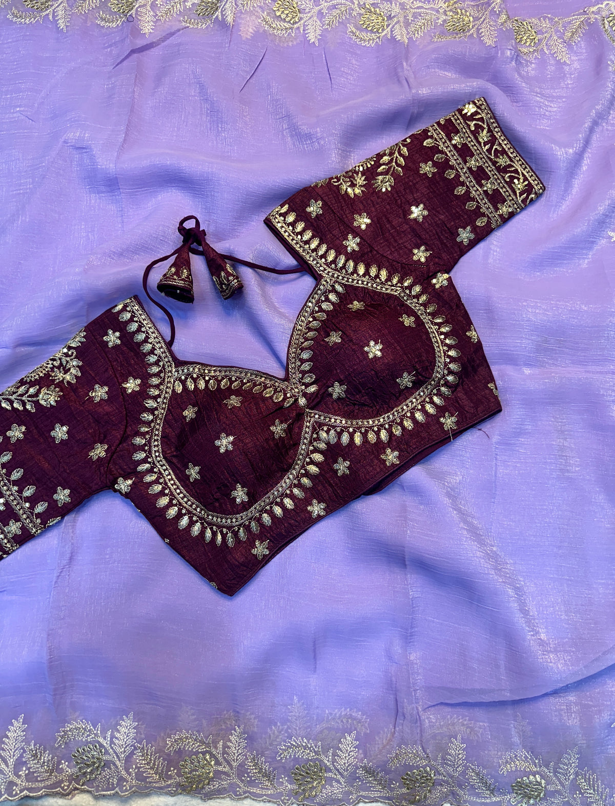 Luxuriant Festive Wear Silk Embroidery Work Fancy Designer Saree With Stitched Blouse Piece