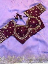 Load image into Gallery viewer, Luxuriant Festive Wear Silk Embroidery Work Fancy Designer Saree With Stitched Blouse Piece
