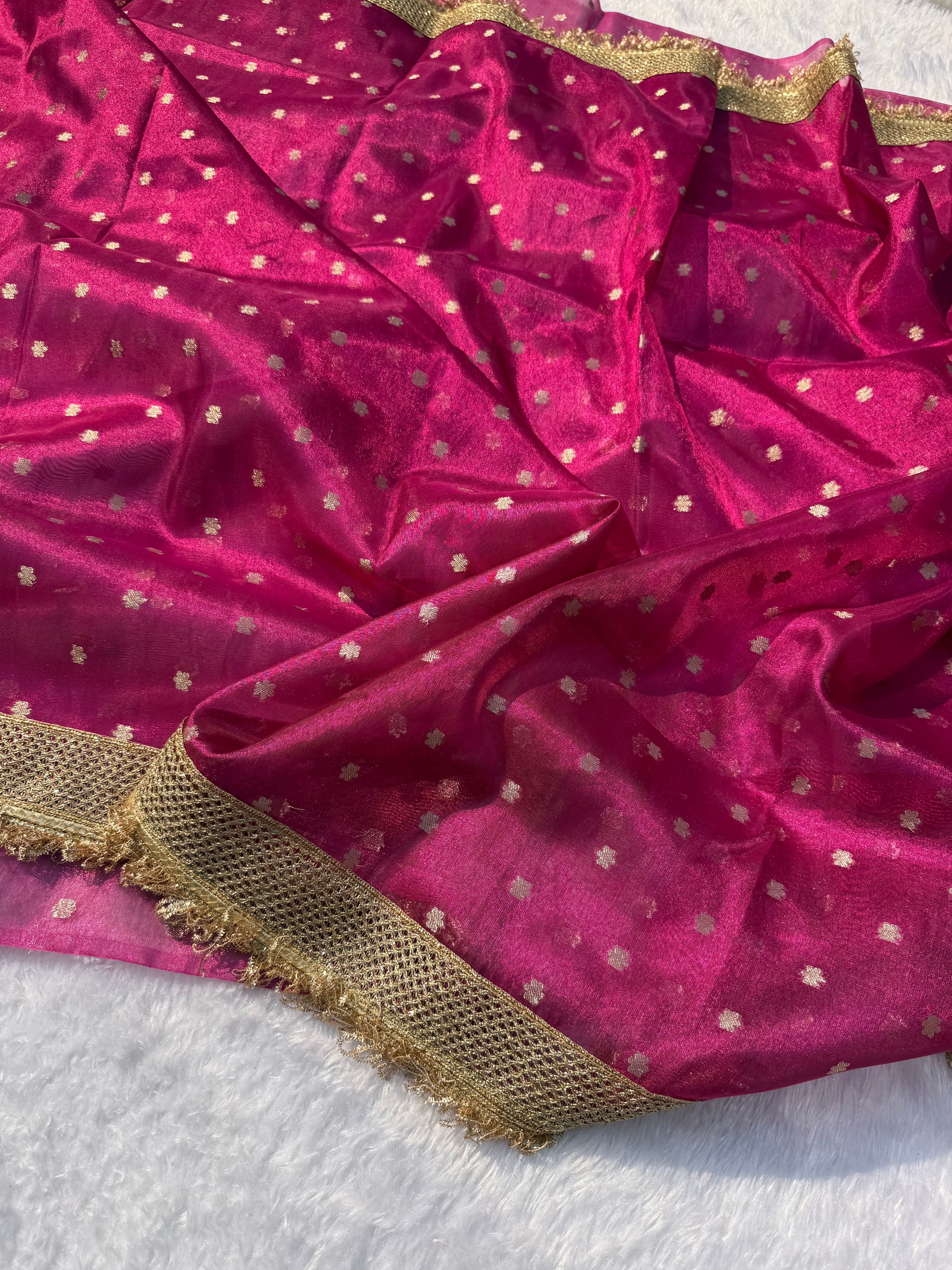 Alverina Function Wear Banarasi Tissue Silk Jaquard Zari Butti n Heavy lace Work Fancy Designer Saree For Women